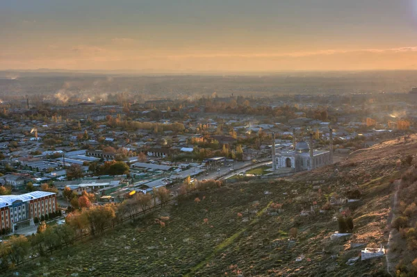 Zonsondergang Met Sulaimantoo Osh Stad Kirgizië — Stockfoto