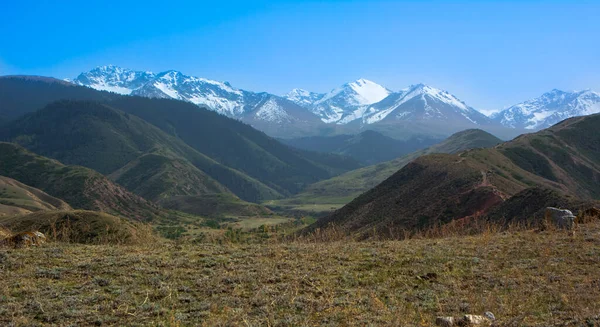 Une Vue Panoramique Depuis Sommet Une Gorge Montagne Kirghizistan — Photo