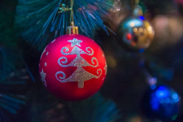 Fundo Imagem Bolas Natal Brinquedos Decorações Para Ano Novo Natal — Fotografia de Stock