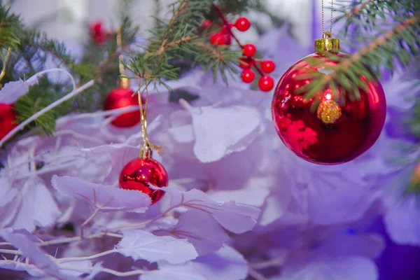 Fundo Imagem Bolas Natal Brinquedos Decorações Para Ano Novo Natal — Fotografia de Stock