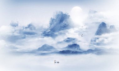 Chinese style ink landscape painting