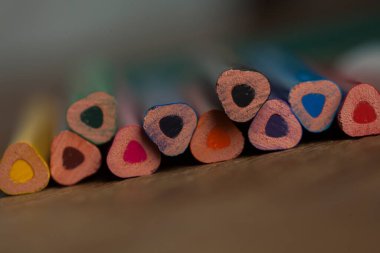 Renkli kalemler hala detaylar. Yüksek kalite fotoğraf