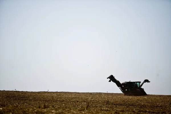 Combine Harvester Working Sugar Cane Plantation Field Brazil Harvesting Agriculture — Foto de Stock