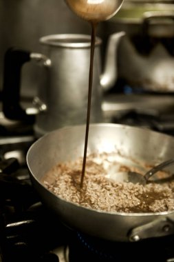 Typical Brazilian dish - rice and beans. Made with black beans. Food background. High quality photo