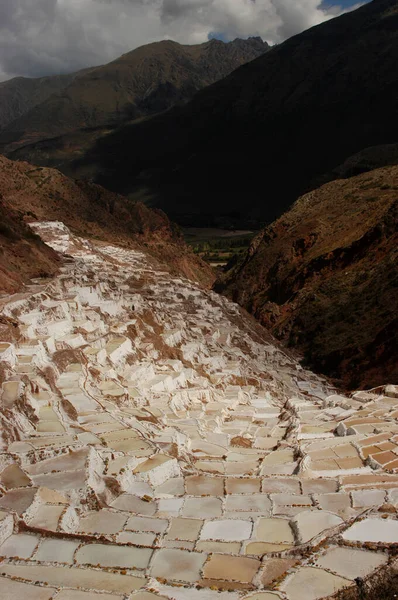 Vista Minas Sal Estanques Maras Perú Son Conocidas Como Salineras — Foto de Stock