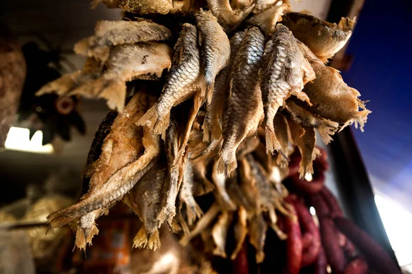 Sardine Fish Sprats Smoked Salted Seafood Mackerel Street Food Market — Stock Photo, Image