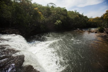 Amazingly beautiful waterfall and body fo water in central Brazil. High quality photo