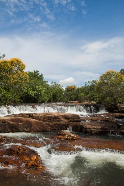 Amazingly beautiful waterfall and body fo water in central Brazil. High quality photo