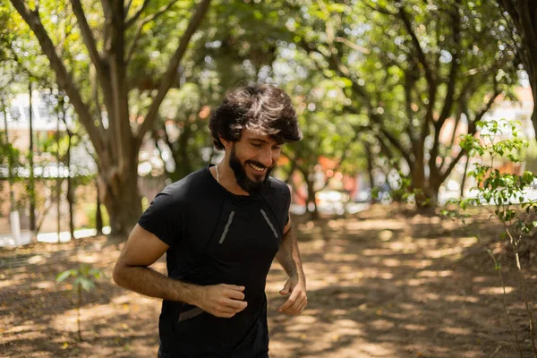 Ragazzo Che Corre Jogging Parco All Aperto Atleta Persona Maschile — Foto Stock