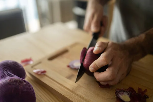 Buon Sano Pasto Giovane Uomo Preparare Tutto Pasto Vegetariano Cucina — Foto Stock