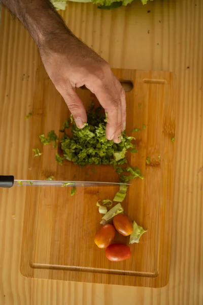 Happy Healthy Young Man Meal Prepping Whole Vegetarian Meal Kitchen — Stock Photo, Image