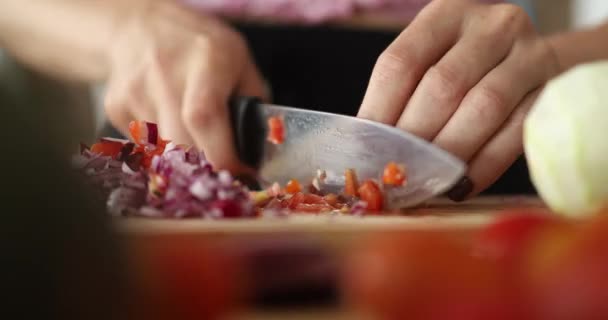 Refeição Jovem Feliz Saudável Preparando Refeição Vegetariana Cozinha — Vídeo de Stock