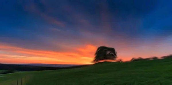 Prachtig Landschap Kleurrijke Zonsondergang — Stockfoto