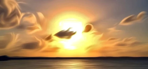 Denizin üzerinde güzel bir gün batımı