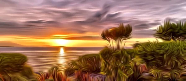 Beautiful Tropical Landscape Sea Sunset — Fotografia de Stock