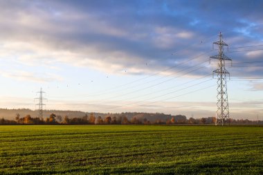 Wangen 'de bir arazide elektrik hatları İsviçre' de ise bir der Aare.