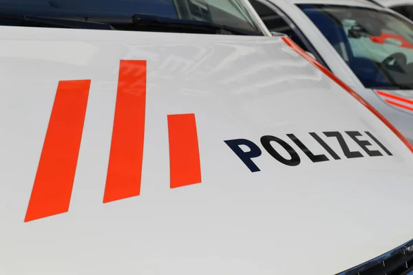 Solothurn, Switzerland, 15. January 2022: The Front of a Car of the Police of the Canton Solothurn. — Stock Photo, Image