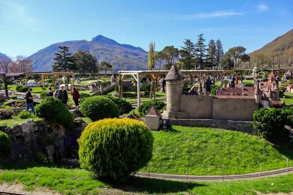 Melide Switzerland April 2022 Swiss Miniatur Outdoor Museum Famous Places — Stock Photo, Image