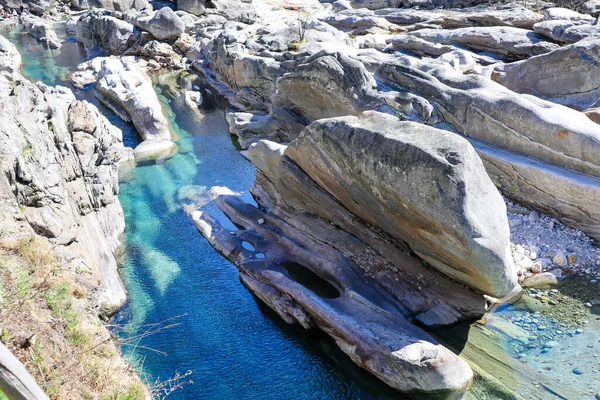 Clear Verzasca River Lavertezzo Ticino Switzerland — Stock Photo, Image