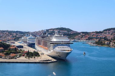 Dubrovnik, Croatia 16. June 2022: A Cruise Ship in the Harbour.