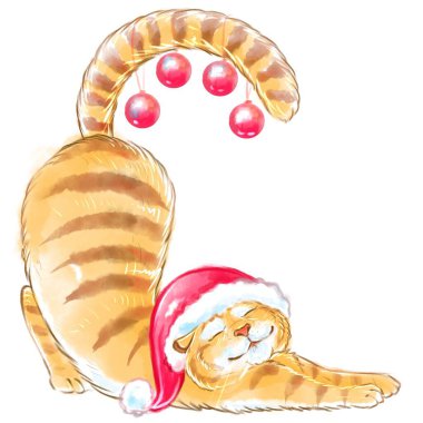 suluboya kaplan, yeni yıl kartı için illüstrasyon, 2022 yılının kartpostalı, 2022 'nin sembolü, şirin bir kaplan yavrusu, bir kaplan yavrusu çizimi, baskı için bir illüstrasyon.,