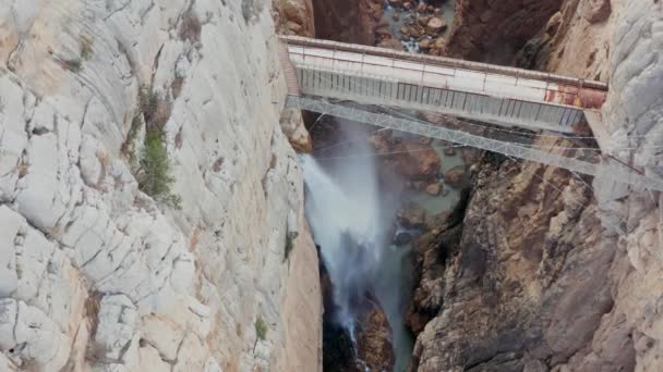 Drone Shot Royal Trail Caminito Del Rey Gorge Chorro Malaga — стокове відео