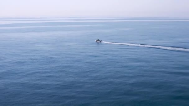 Fishing Boat Speeding Very Calm Mediterranean Sea — Stock Video