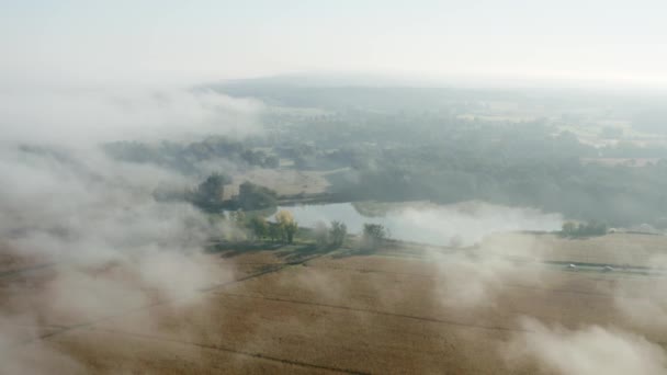 Morning View Foggy Landscape Bavaria Road — Vídeo de Stock