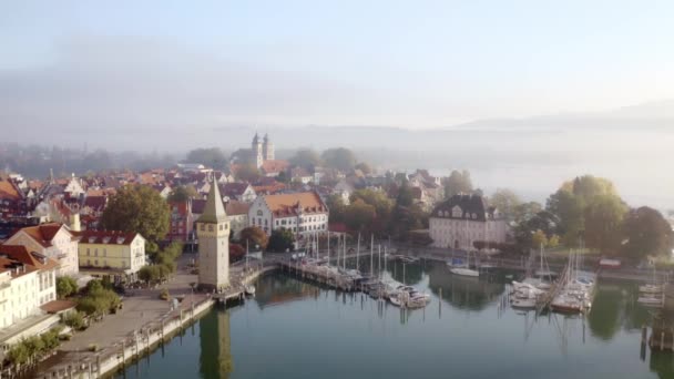 Lindau Old Town Situated Island Lake Constance — Stockvideo