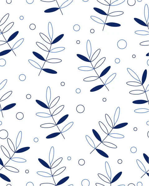 White Pattern Blue Twigs — Vetor de Stock