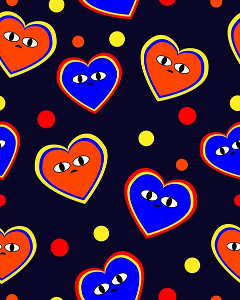 Cool Retro Hearts Pattern Vector — Stock Vector