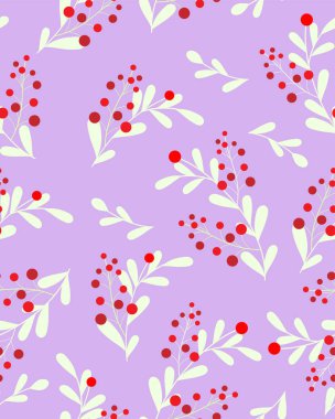 Hassas dallar ve kırmızı böğürtlenlerle vektör deseni