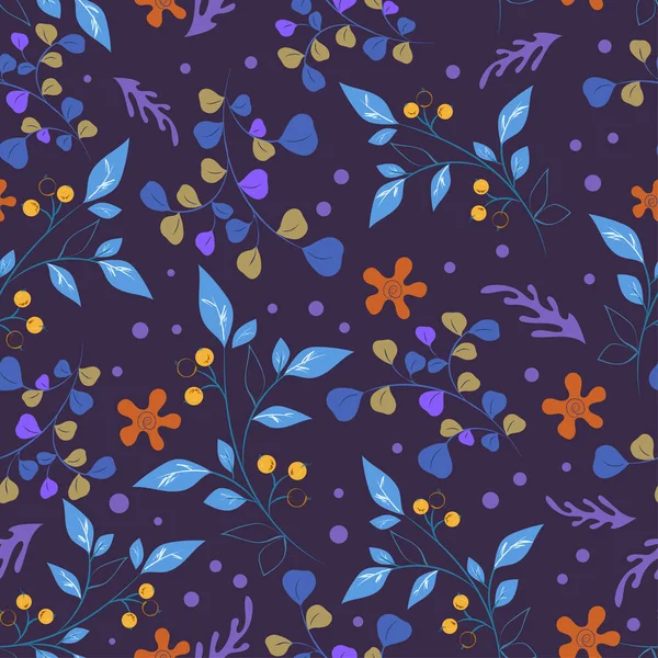 Padrão Violeta Com Floral Colorido — Vetor de Stock