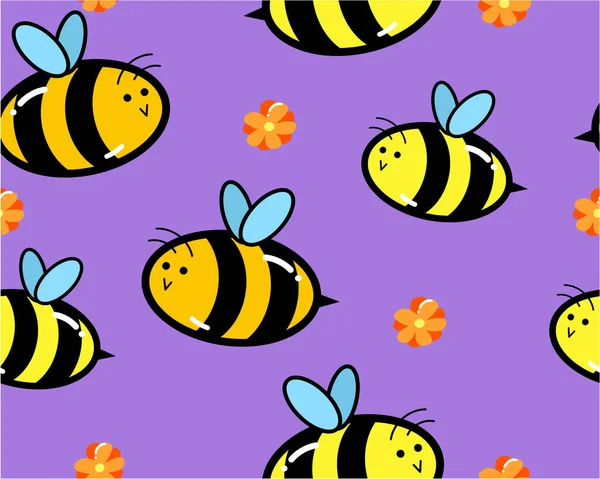 Modèle Avec Abeille Mignonne — Image vectorielle