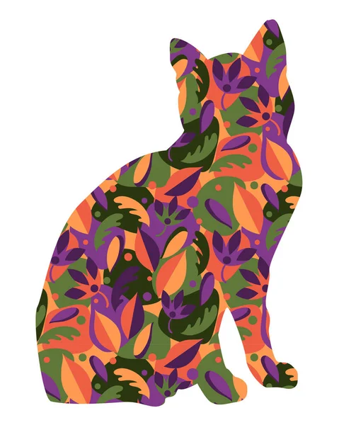 Botanik ile siluet kedi