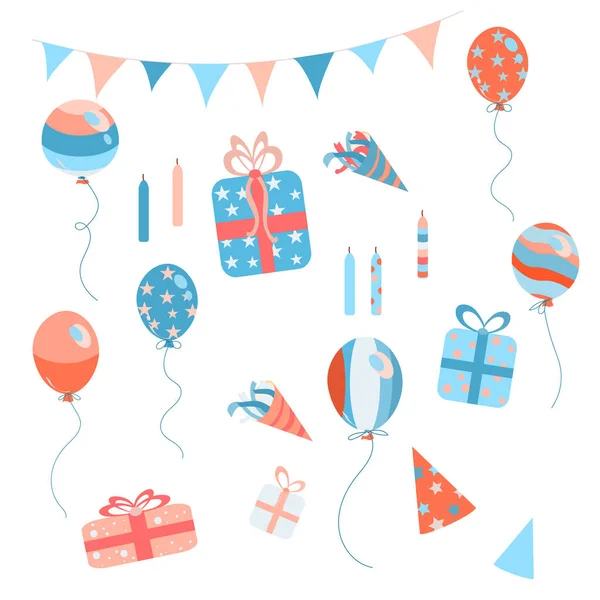 Set Birthday Party Elemenets — Vetor de Stock