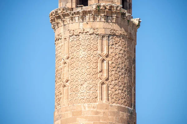 Imagem Detalhe Minarete Arenito Vermelho Sudeste Turquia — Fotografia de Stock