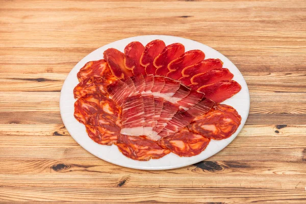 Iberische Eikelworst Met Chorizo Ham Worst Lendenen — Stockfoto