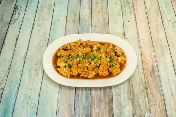 Receta Chifa Peruana Que Clásico Receta Pollo Con Verduras Crujientes — Foto de Stock