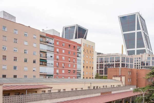 Facade Buildings Next Plaza Castilla Madrid — 图库照片