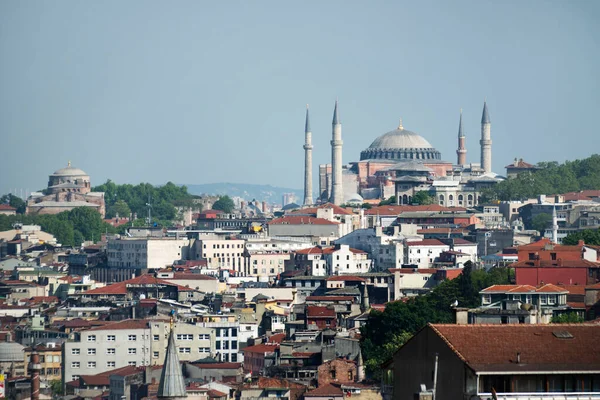 Techos Estambul Con Catedral Santa Sofía Gran Mezquita Istanbul Cuerno — Foto de Stock
