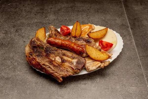 Asado Has Cuts Meat Roast Strips Ribs Vacuum Chorizo Even — Stock Photo, Image