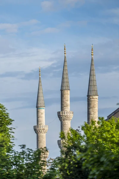 Trois Des Célèbres Minarets Mosquée Bleue Istanbul — Photo