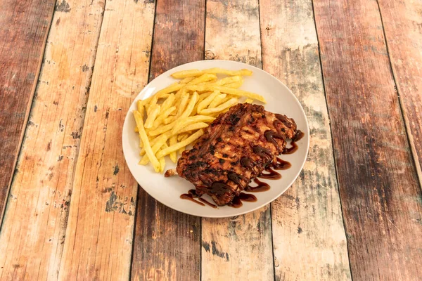 Potatoes Marinated Rib Pork Ribs Marinated Paprika Oregano Salt Cook — Stock Photo, Image