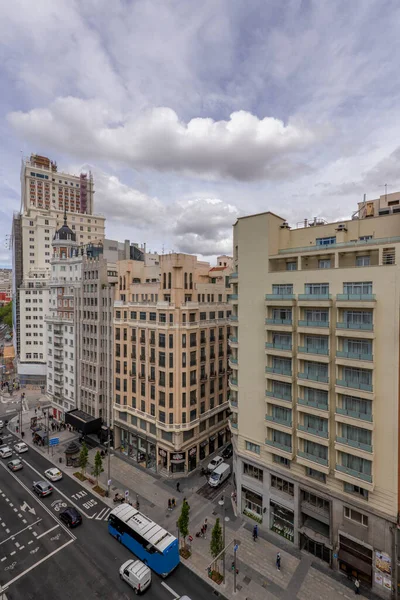 Lakó Irodaházak Homlokzatai Gran Madridban — Stock Fotó