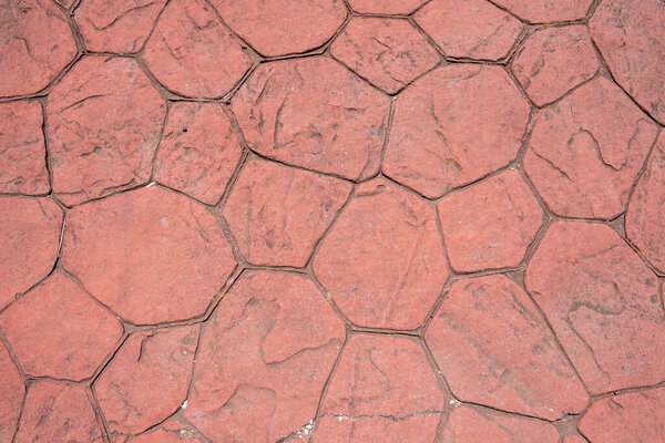 Uneven reddish tile flooring, vector cement background texture