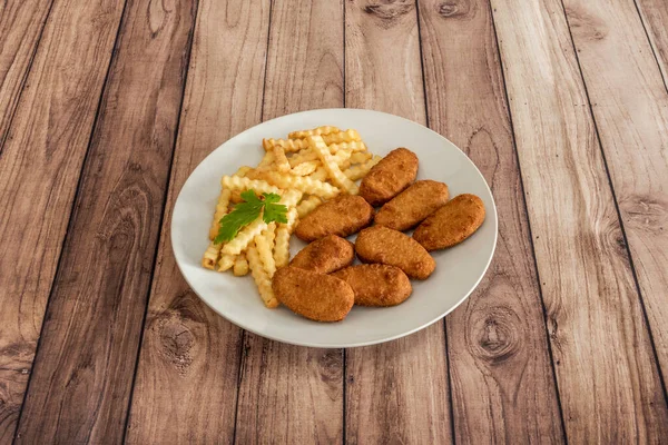 Fast Food Restaurants Often Serve Nuggets Fried Oil Although Can — 스톡 사진