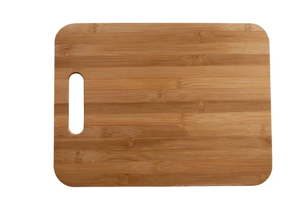 Beyaz arka planda tahtadan kesme tahtası. Üst Manzara. İzole et