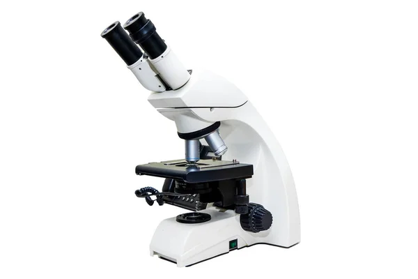 Microscope for blood and semen analysis on the white background, Laboratory Inpless. — 스톡 사진