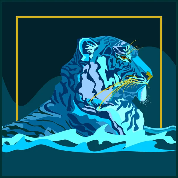 Vatten Tiger Symbol För 2022 Huvud Sida Profil — Stock vektor
